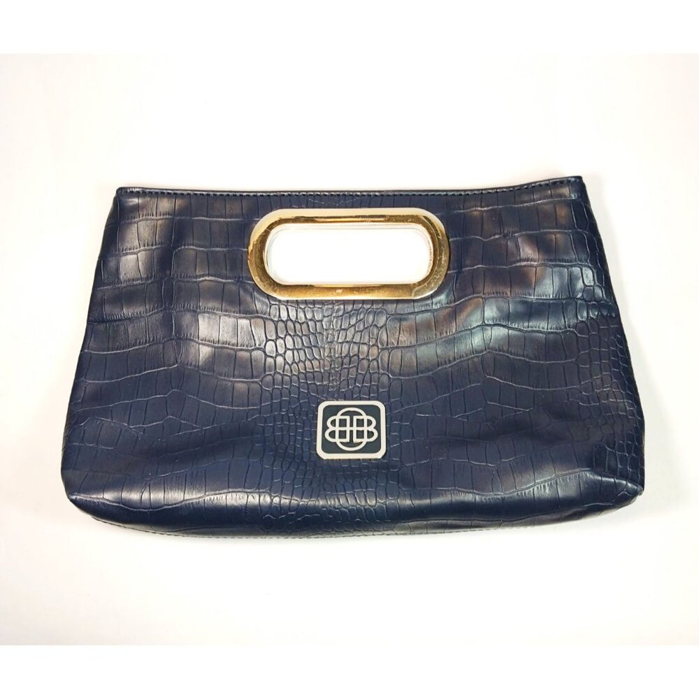 Dana Buchman Windham Clutch Purse in Blue Faux Croc Leather